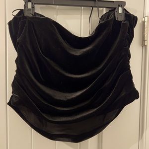 Express Black Velvet Cowl Neck Corset Bodice XL